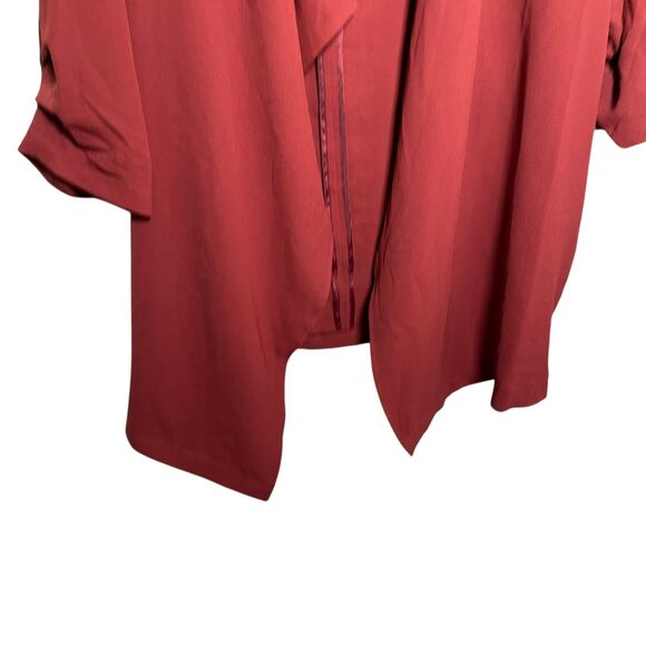 Soho Sweater Women's 2X Red Open Cardigan Solid Career Ruffle 3/4 Sleeve NWT - Picture 3 of 10